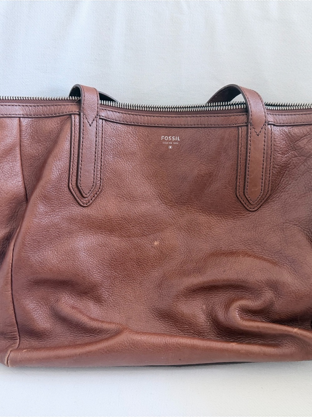 Fossil Chestnut Brown Leather Tote